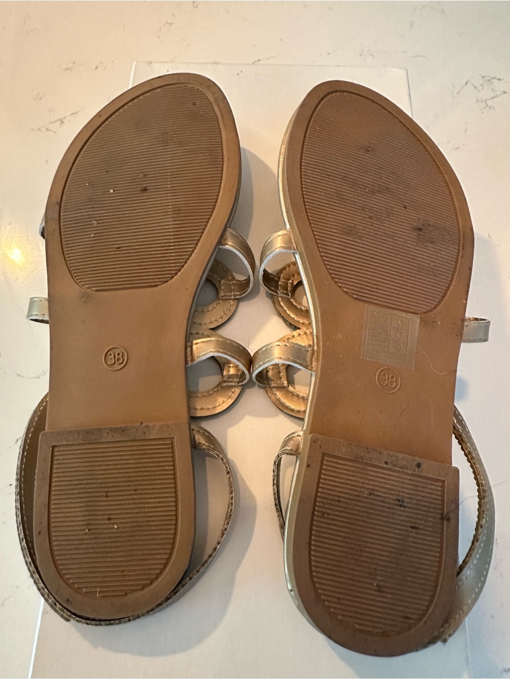 Rhinestone Snake-Accent Gold Sandals - Picture 3 of 3